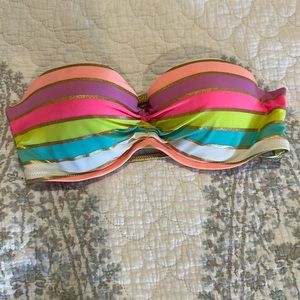 SOLD ‼️Victoria’s Secret neon color with gold stripe, bikini Bandu top